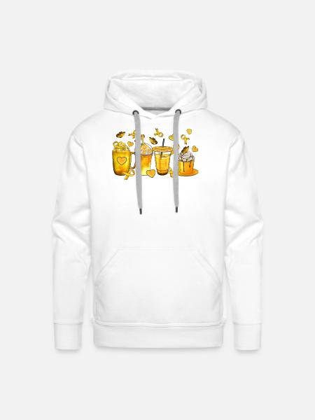 Golden Beverages and Hearts - Men's Premium Hoodie - white