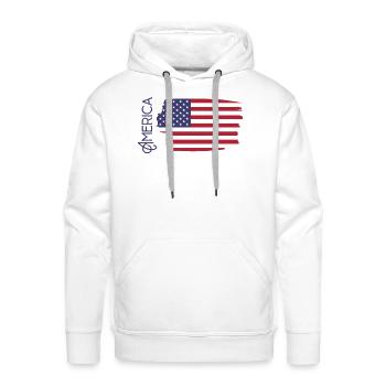 T shirt screen printing with a brush design flag - Men's Premium Hoodie - white - Front - Liam (192cm)
