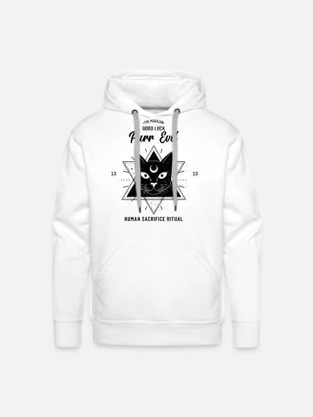 The Magician Good Luck Purr Evil Human Sacrifice - Men's Premium Hoodie - white