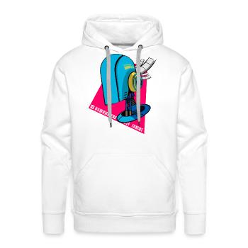 Futuristic Cyberpunk Robot Head – Sci-Fi Tech Art - Men's Premium Hoodie - white - Front - Liam (192cm)