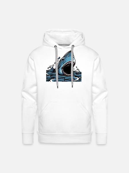 Shark Attack Splash - Men's Premium Hoodie - white