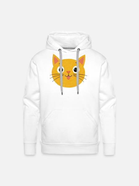 Sunny Whiskers Cat Face - Men's Premium Hoodie - white