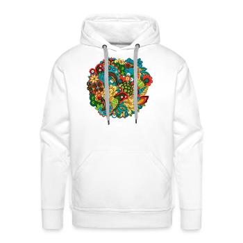 Floral Circular Doodle Ethnic - Men's Premium Hoodie - white - Front - Liam (192cm)
