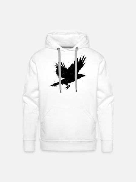 Grunge Raven - Men's Premium Hoodie - white