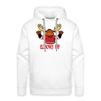 Elbows Up - Canada Hockey Moose - Men's Premium Hoodie - white - Front - Liam (192cm)
