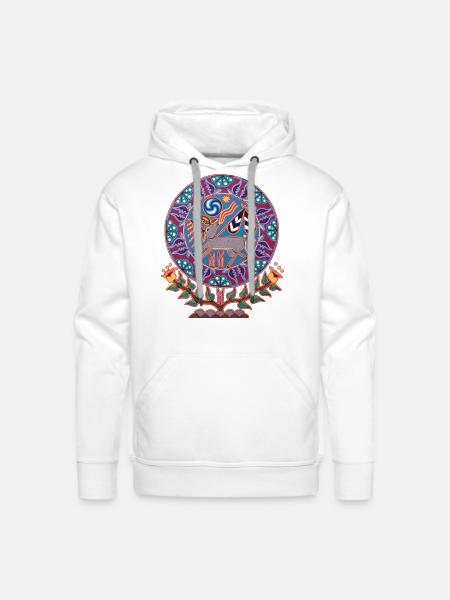 Native Huichol Peyote Deer - Men's Premium Hoodie - white