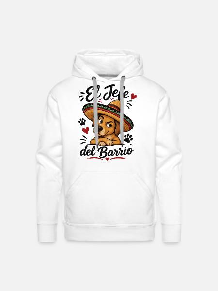 El Jefe del Barrio Dog - Men's Premium Hoodie - white