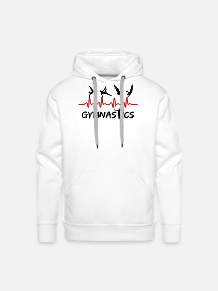 Men's Gymnastics Heartbeat, Gymnast ECG - Men's Premium Hoodie - white