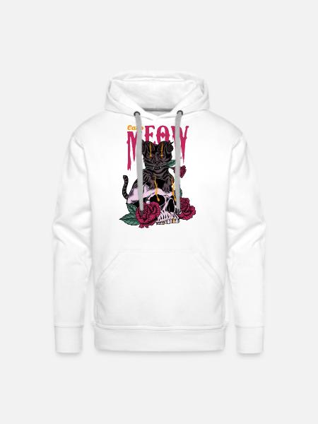 CAT MEOW - Men's Premium Hoodie - white