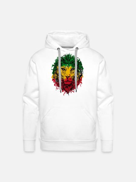 Africa map rasta lion - Men's Premium Hoodie - white
