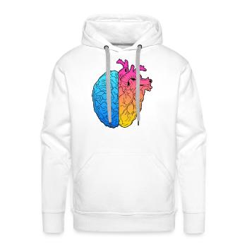 Gradient Heart mixed with a Brain - Men's Premium Hoodie - white - Front - Liam (192cm)