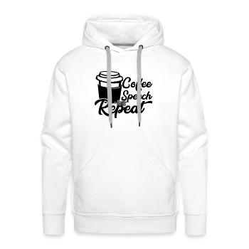 Coffee Speech Repeat - Men's Premium Hoodie - white - Front - Liam (192cm)