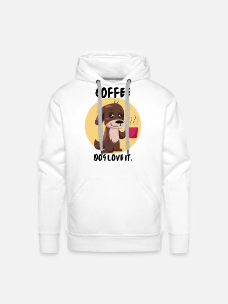 Coffee Dog Love it - Men's Premium Hoodie - white
