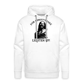For Christ’s Sake Lighten Up! - Men's Premium Hoodie - white - Front - Liam (192cm)