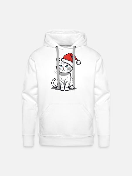 White Christmas Cat - Men's Premium Hoodie - white