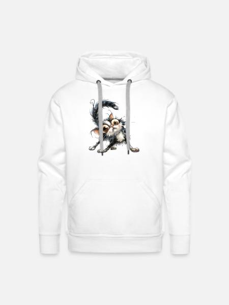 Funny Cat - Men's Premium Hoodie - white