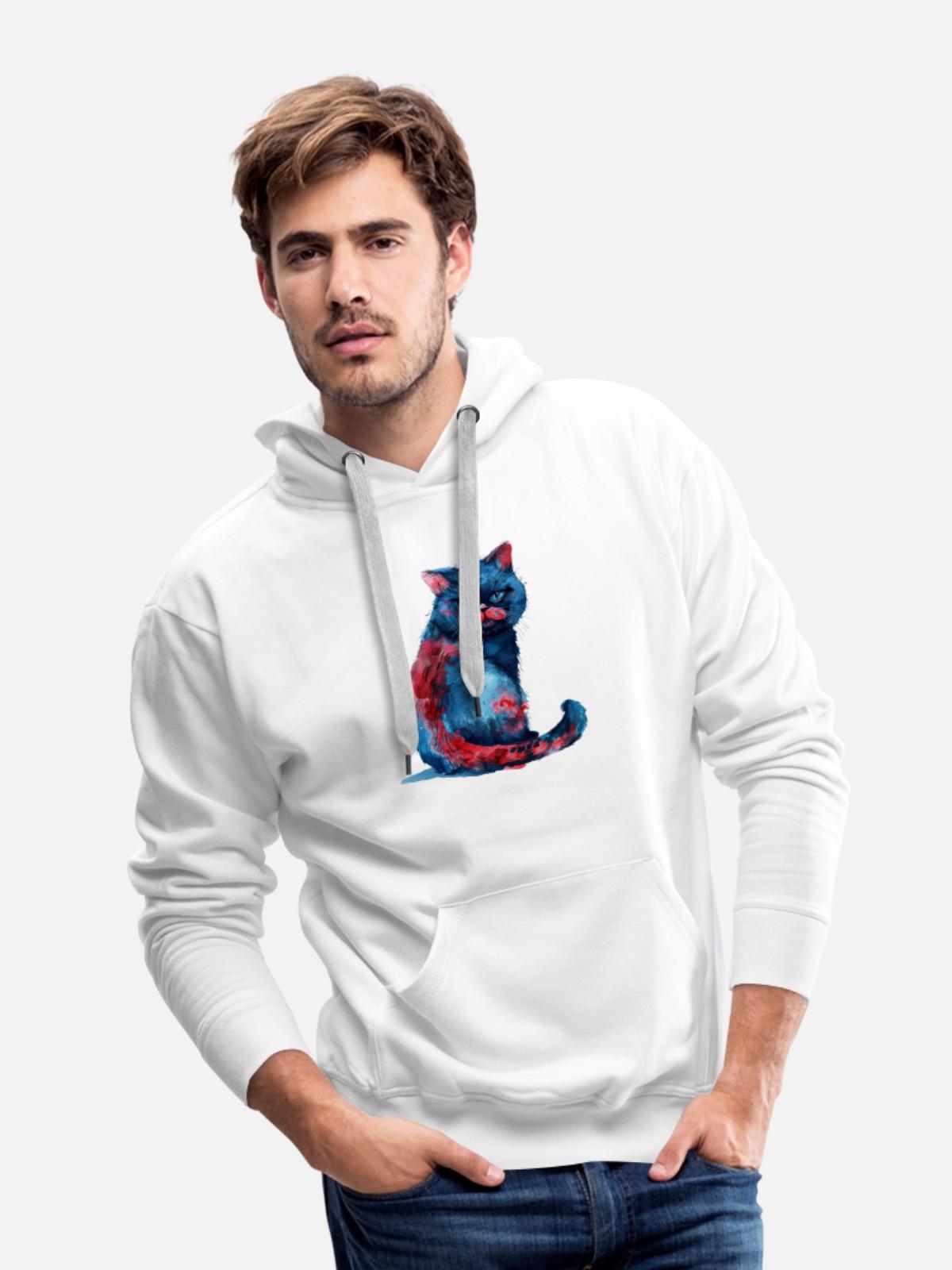 Funny Cat - Men's Premium Hoodie - white - Front - Liam (192cm)
