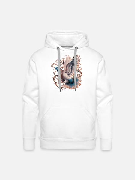 Beautiful Artistic Flying Pigeon Pigeon fancier - Men's Premium Hoodie - white