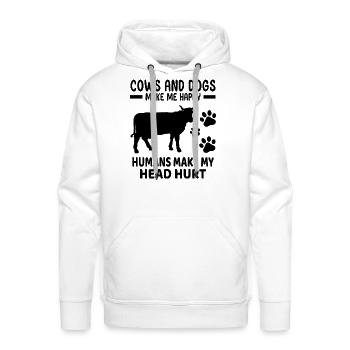 Cows And Dogs Make Me Happy Humans - Men's Premium Hoodie - white - Front - Liam (192cm)