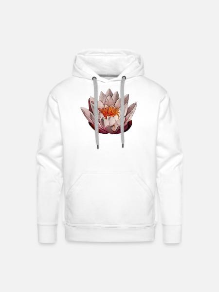 pink water lily big, flowers, plants - Men's Premium Hoodie - white