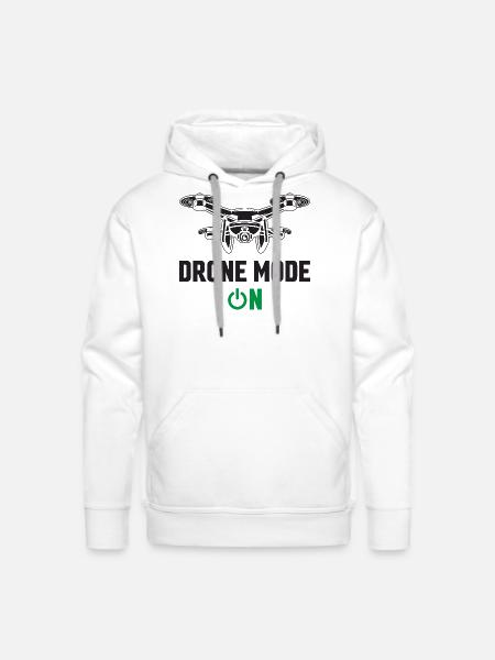 Drone Mode: On - Men's Premium Hoodie - white