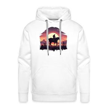 Horse Western Ride Horse Sunset - Men's Premium Hoodie - white - Front - Liam (192cm)
