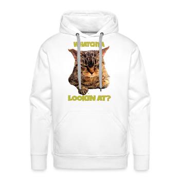 Whatchya Lookin At Cat - Men's Premium Hoodie - white - Front - Liam (192cm)