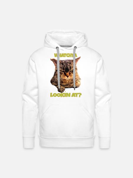 Whatchya Lookin At Cat - Men's Premium Hoodie - white