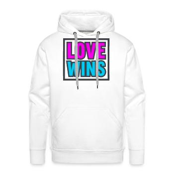 Love Wins Lettering Logo - Men's Premium Hoodie - white - Front - Liam (192cm)
