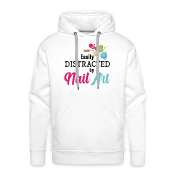 Easily Distracted By Nail Art Nail Tech - Men's Premium Hoodie - white - Front - Liam (192cm)