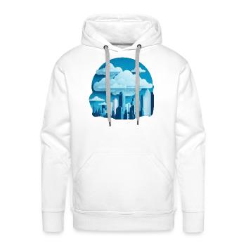 A cityscape made of clouds. - Men's Premium Hoodie - white - Front - Liam (192cm)