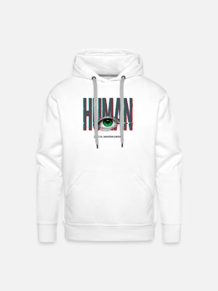 Human Glitch Eye - Men's Premium Hoodie - white