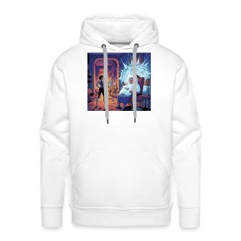 Cosmic Cozy Chaos at Grandma's - Men's Premium Hoodie - white - Front - Liam (192cm)
