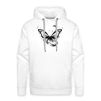 Pretty Tattoo Lines Style Butterfly - Molleton à capuche Premium pour homme - blanc - Devant - Liam (192cm)