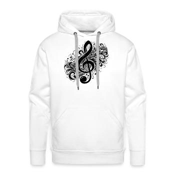 Music Clef With Vintage Sheet Music - Men's Premium Hoodie - white - Front - Liam (192cm)