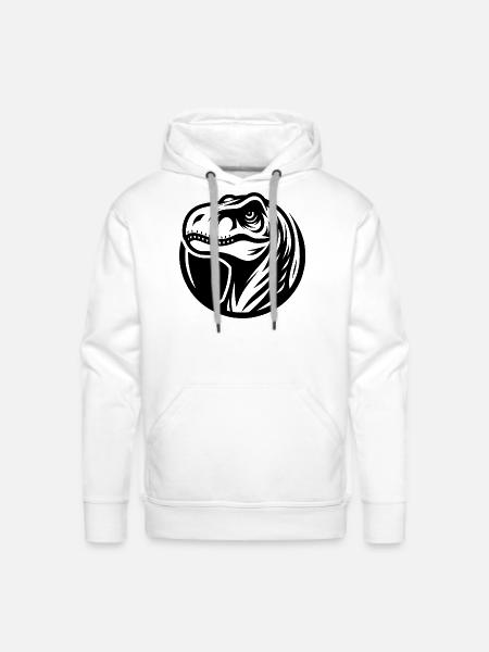 Grinning Raptor Logo Style - Men's Premium Hoodie - white