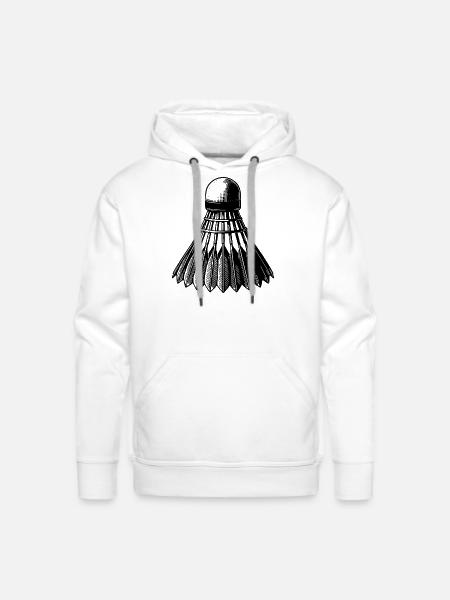 Badminton Ball Tattoo Style - Men's Premium Hoodie - white