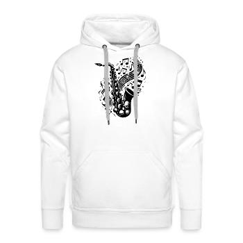 Saxophone With Flying Music Sheet Music - Men's Premium Hoodie - white - Front - Liam (192cm)