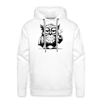 Sleepy Wisdom - Owl Edition With Cushion - Men's Premium Hoodie - white - Front - Liam (192cm)
