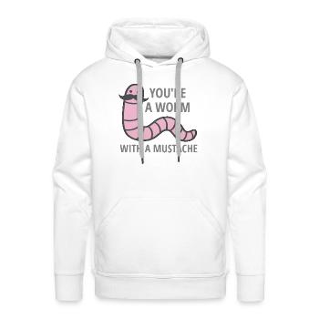 worm with a mustache - Men's Premium Hoodie - white - Front - Liam (192cm)