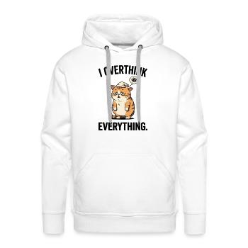 Overthink Everything Cat - Men's Premium Hoodie - white - Front - Liam (192cm)