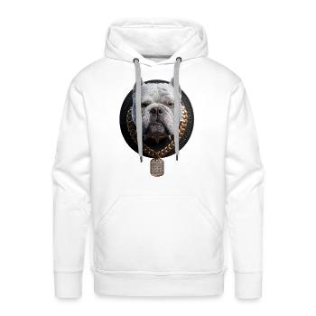Bulldog Bling Chain Medal - Men's Premium Hoodie - white - Front - Liam (192cm)