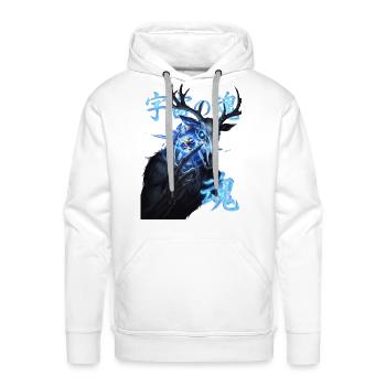 Arcane Blue Stag and Earth Orb - Men's Premium Hoodie - white - Front - Liam (192cm)
