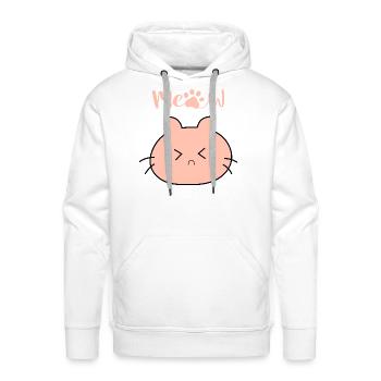 Meow cat funny face - Men's Premium Hoodie - white - Front - Liam (192cm)