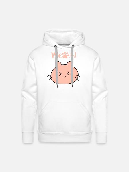 Meow cat funny face - Men's Premium Hoodie - white