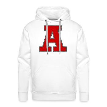 A Initial Letter Patch - Men's Premium Hoodie - white - Front - Liam (192cm)