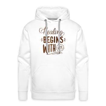 healing begins with us - Men's Premium Hoodie - white - Front - Liam (192cm)