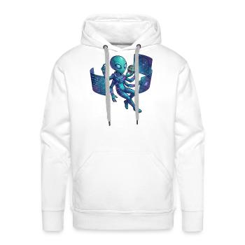 Alien Technologist Holographic Console - Men's Premium Hoodie - white - Front - Liam (192cm)