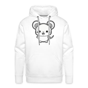 Kawaii Cute Happy Mouse - Men's Premium Hoodie - white - Front - Liam (192cm)