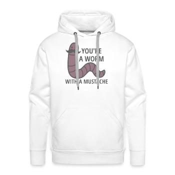 worm with a mustache - Men's Premium Hoodie - white - Front - Liam (192cm)